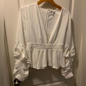 Fashion Nova, Sz L, Peplum Top, Ivory. Low cut in the front, very cute and sexy
